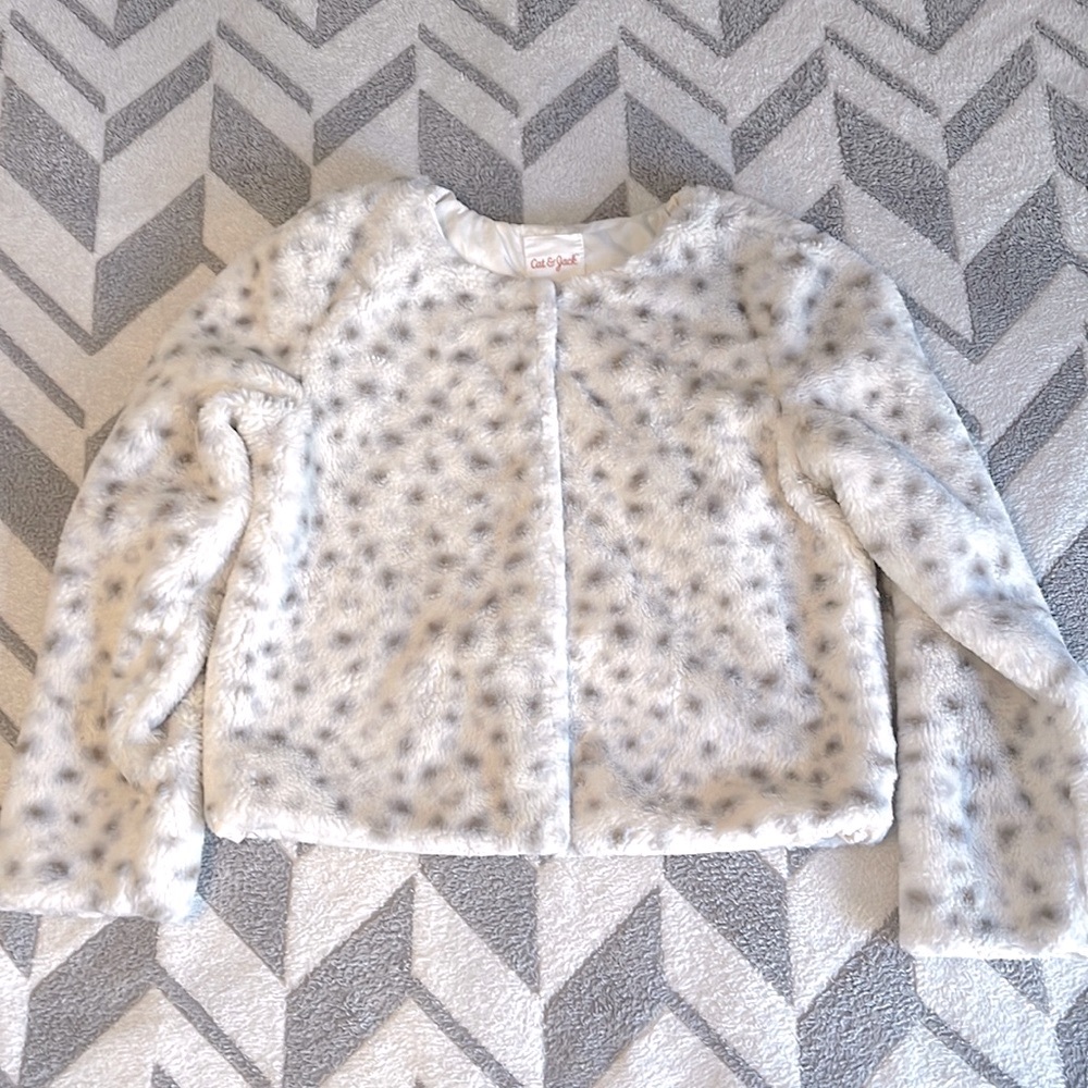 Girls M (7/8) Faux Fur Jacket with Snaps